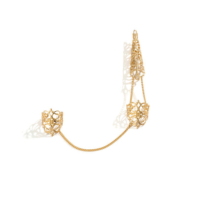 Women's Personality Punk Vintage Crown Chain Dark Hollow Pattern Rings