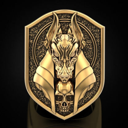 Death Anubis Vintage Hu Wolf Head Body Rings