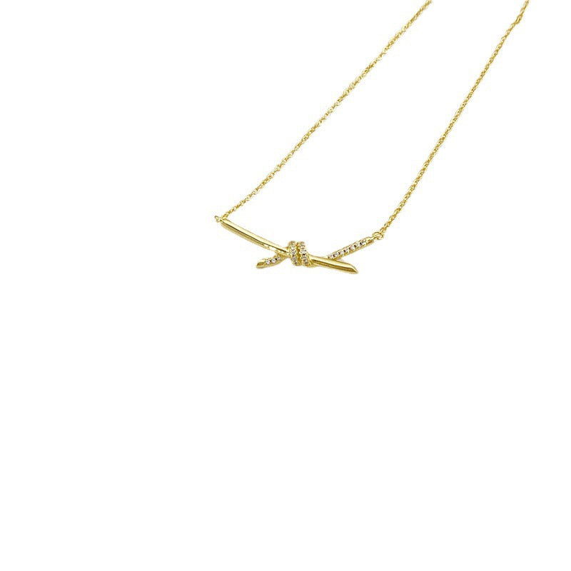 Rope Diamond Knot Electroplated Rose Gold Trendy Unique Pendant Necklaces