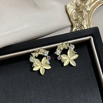 Needle French Opal Simple And Stylish Earrings