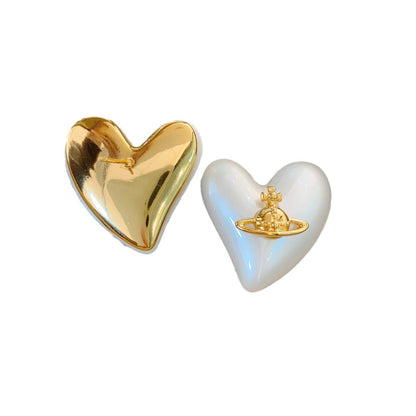 Style Design Saturn Heart Pearl Planet Earrings