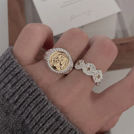 Style Korean Niche Design Pattern Antique Rings