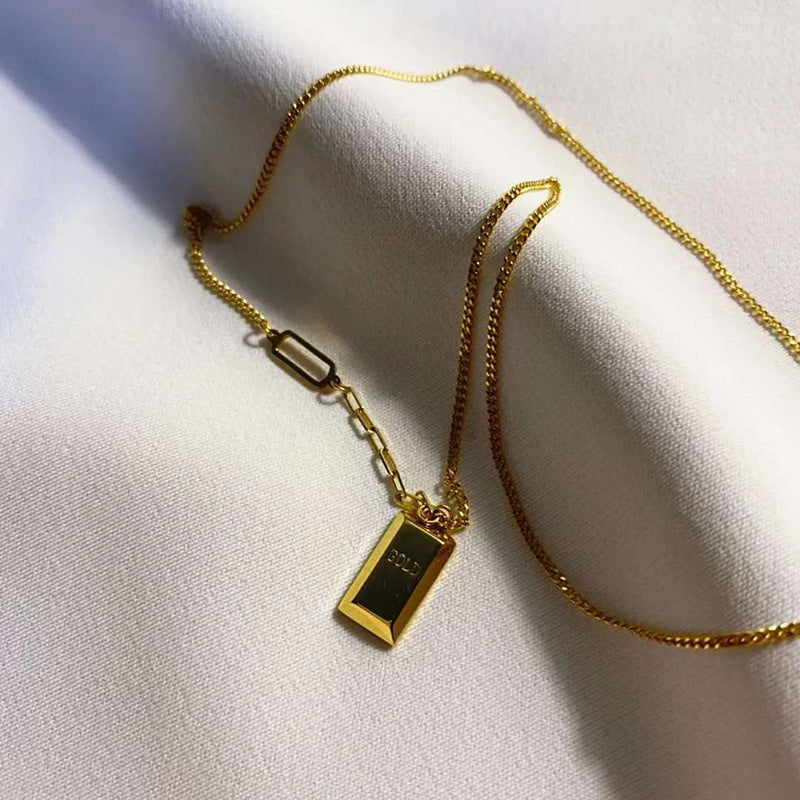 Small Gold Bar Female Pendant Titanium Necklaces