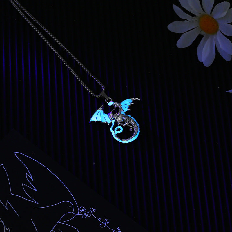 Men's Luminous Flame Dragon Pendant Trendy Fashionable Man Couple Necklaces