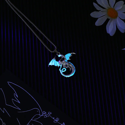 Men's Luminous Flame Dragon Pendant Trendy Fashionable Man Couple Necklaces