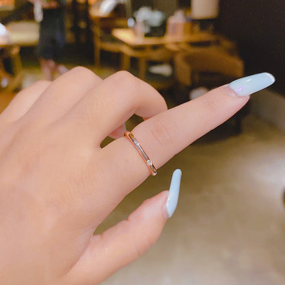 Micro Inlaid Zircon Couple Small Square Finger Pair Of Rings