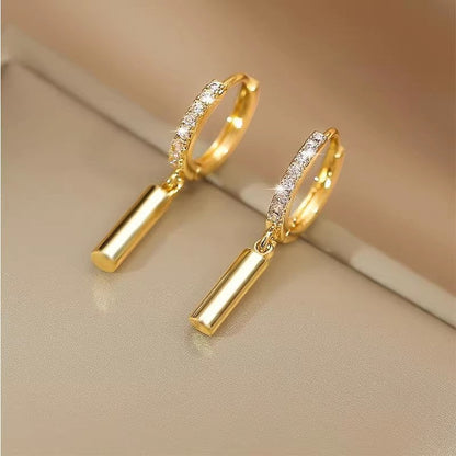 Sier Heart-shaped Ear Clip Female Fresh Refined Rhinestone Earrings
