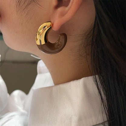 Needle French Retro Metal Shaped Drip Glazed Enamel Earrings