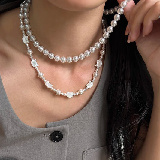 Ni Natural Cat Fritillary Pearl Female Necklaces