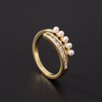 Women's Special Interest Light Luxury Design Pearl Fashion Rings