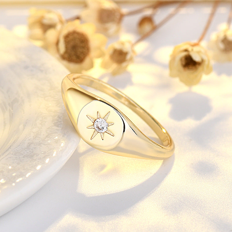 Gold Plated Six-pointed Star Sterling Sier Rings