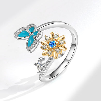 Rotating Butterfly Female Fashion Personality Design Rings