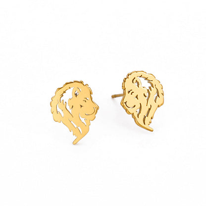 Titanium Steel Ornament Cut Hollow Lion Shape Rings