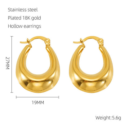 Hollow Crescent Female Gold Titanium French Earrings