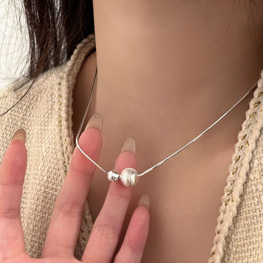 Sier Sterling Flash Round Beads Female Minority Fashion Necklaces