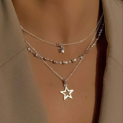 Pentagram Pendant Creative Personality Retro Twin Clavicle Necklaces