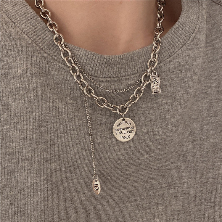 Women's & Men's Design Steel Twin Sweater Hip Hop Necklaces