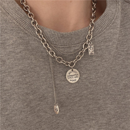 Women's & Men's Design Steel Twin Sweater Hip Hop Necklaces