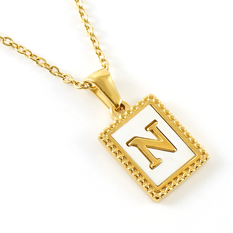 Gold Stainless Steel Shell Letter Female Titanium Pendant Necklaces