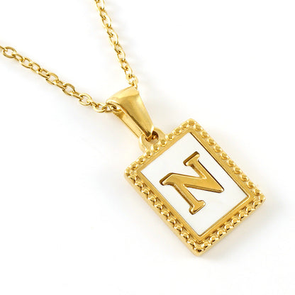 Gold Stainless Steel Shell Letter Female Titanium Pendant Necklaces