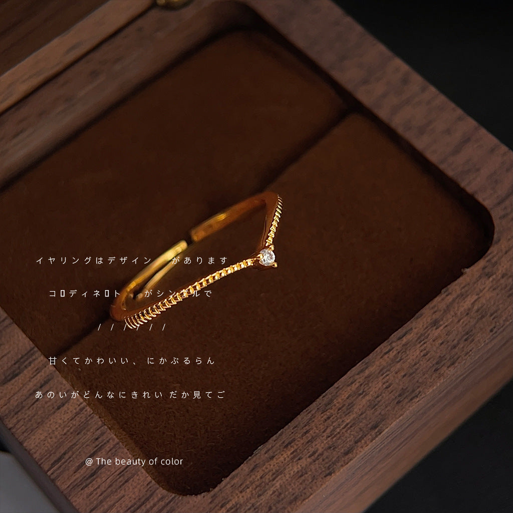 Crown Two-piece Set Inlaid Zircon Electroplated Style Retro Rings