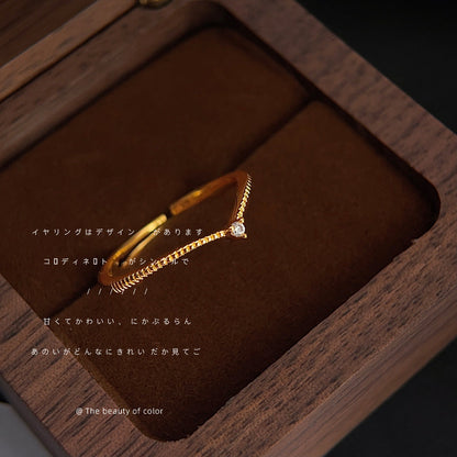 Crown Two-piece Set Inlaid Zircon Electroplated Style Retro Rings