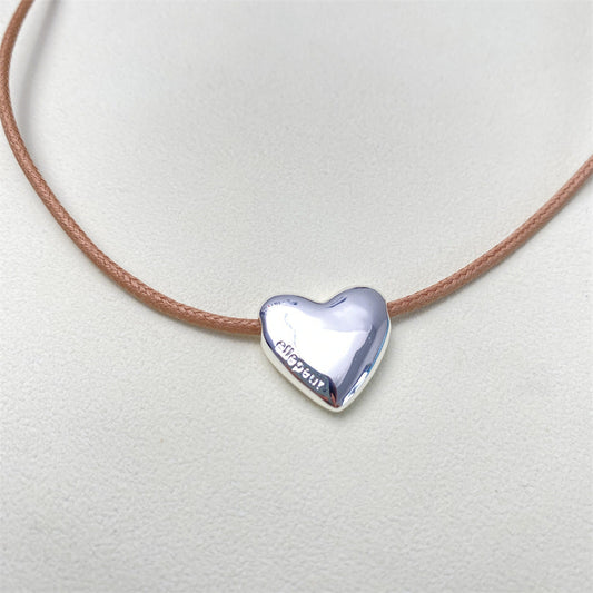 Park Cold Sier Peach Heart Clavicle Necklaces