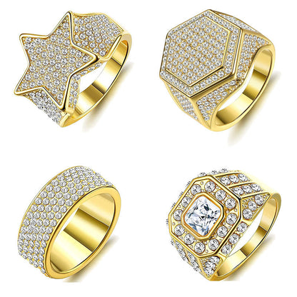 Men's Fashion And Luxury Polygon Shiny Hip Hop Rings