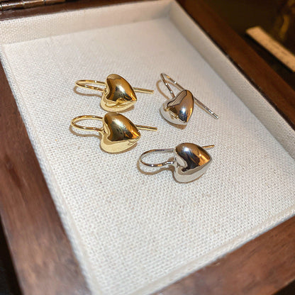 Metallic Simple Love Heart Small Fashion Elegant Earrings