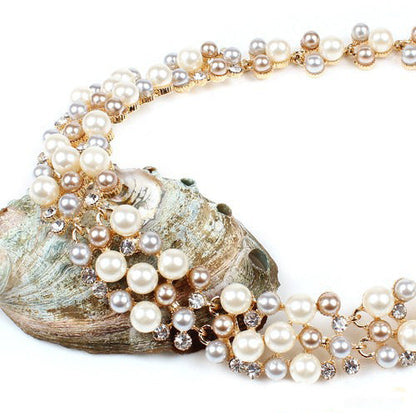 Fashion Imitation Pearl Short Bride And Suit High Necklaces