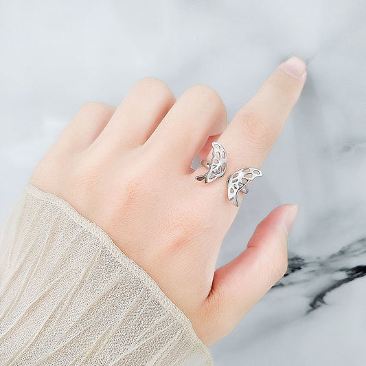 Simple Hollow Butterfly Female Golden Niche Rings