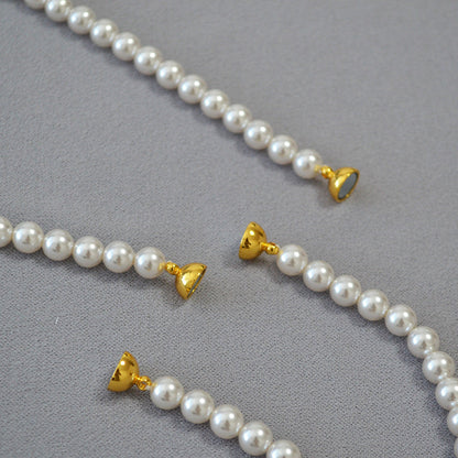 Women's Circle Highlight Imitation Pearl Magnetic Buckle Sweater Necklaces