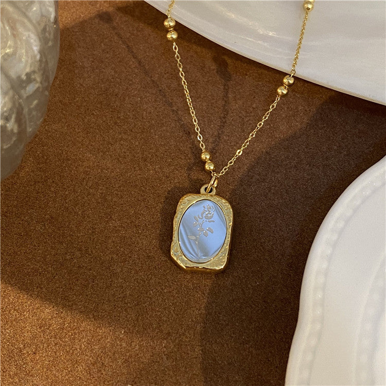 Mirror Rose Sweater Chain Graceful Titanium Necklaces