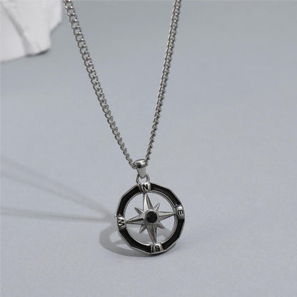 Asterism Compass Fashion Boys Simple High-grade Titanium Necklaces
