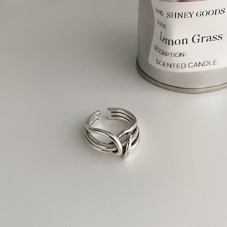 Women's Retro Distressed Geometric Open Trendy Niche Rings