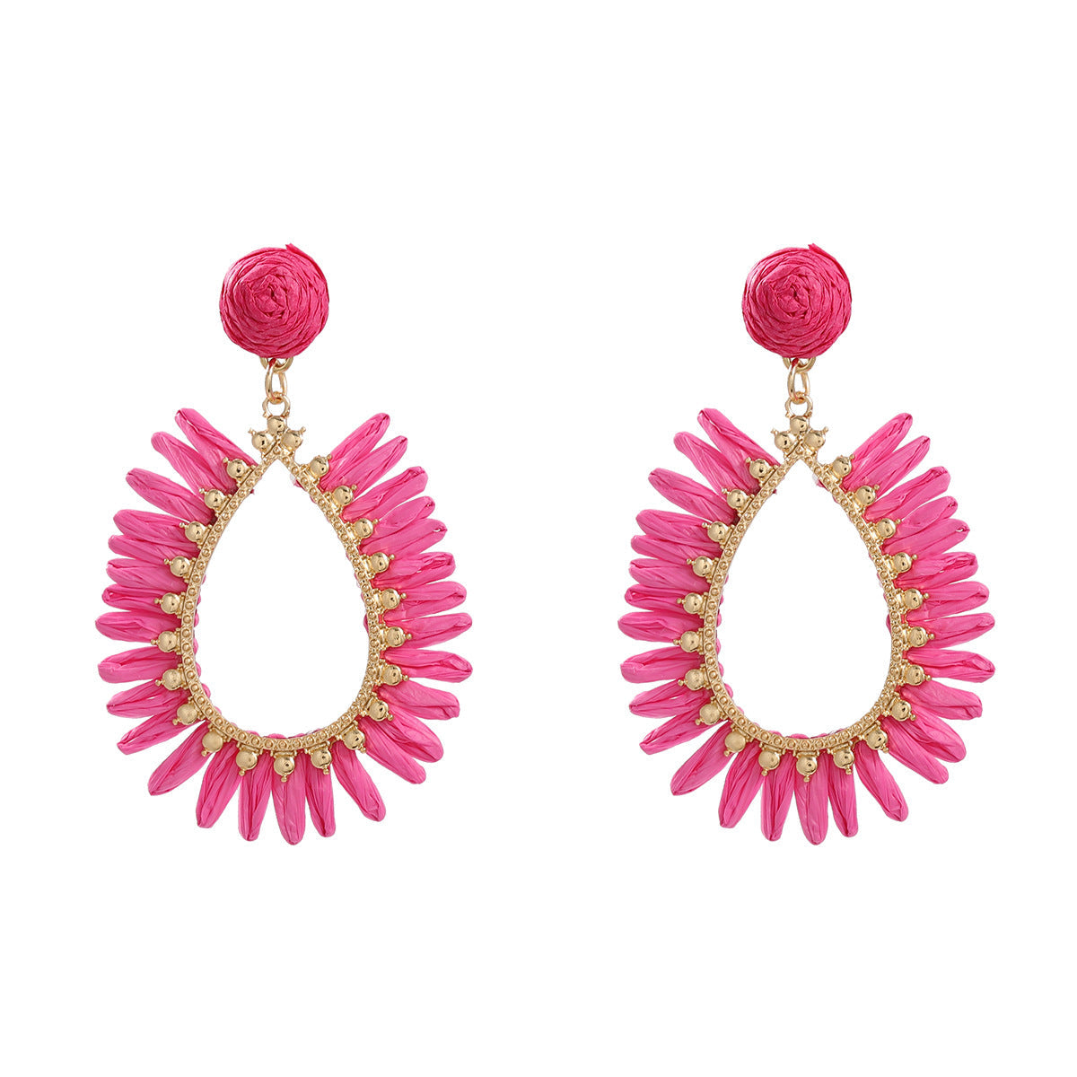 Summer Raffia Female Drop-shaped Bohemian Style Earrings
