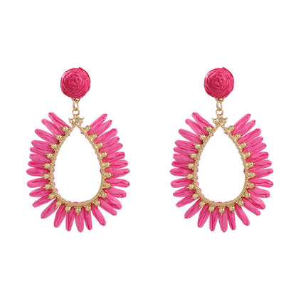 Summer Raffia Female Drop-shaped Bohemian Style Earrings