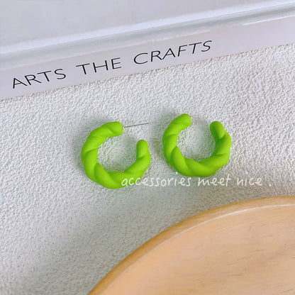 Needle Colored Series Square Round Fresh Earrings