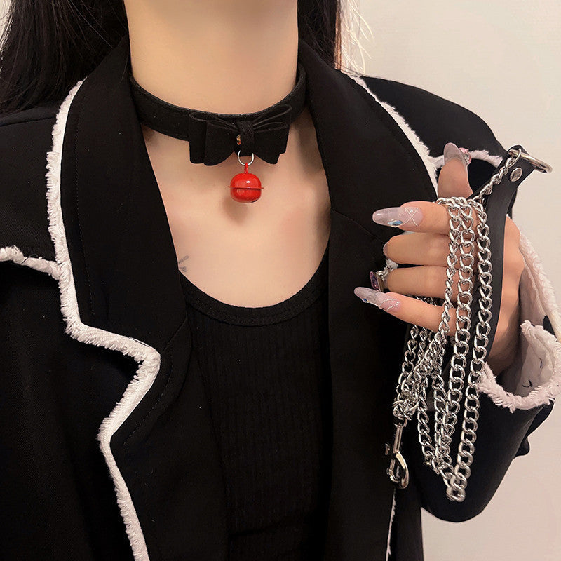 Women's Bell Collar Plush Texture Bow Leather Necklaces