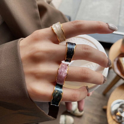 Women's Summer Color Handmade Enamel Glazed Irregular Rings