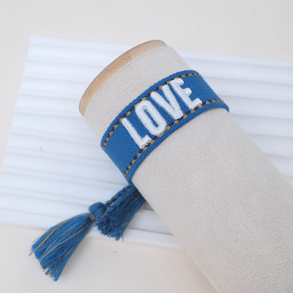 Of Letter Embroidery Graphic Bohemian Tassel Bracelets