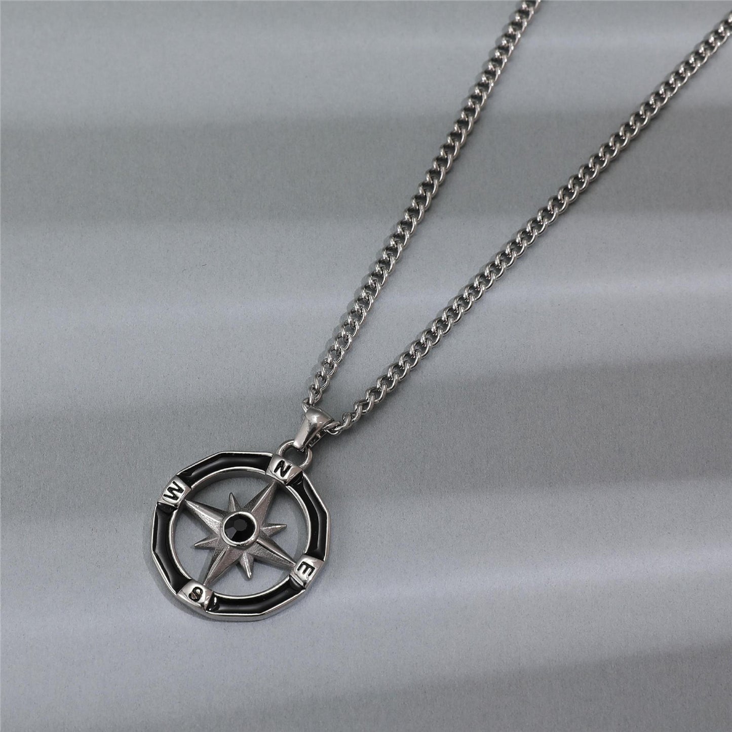 Asterism Compass Fashion Boys Simple High-grade Titanium Necklaces