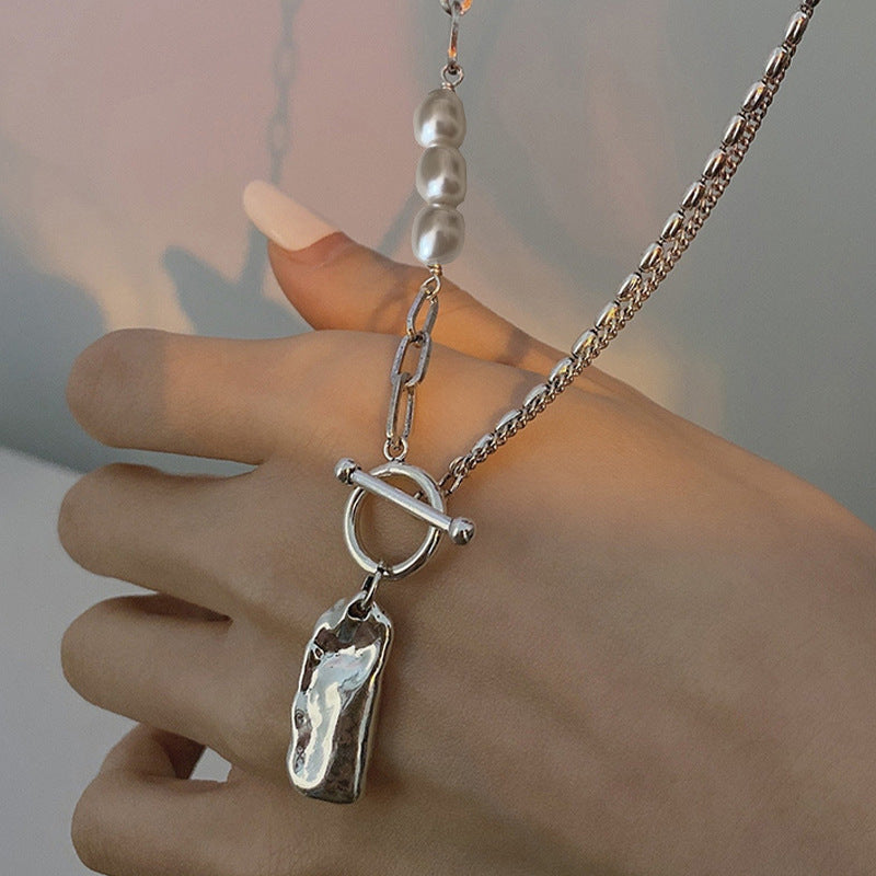 Women's Trendy Cool Stitching Pearl For Hip Necklaces