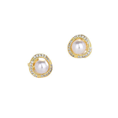 Women's High-grade Simple Temperament Winding Pearl Korean Earrings