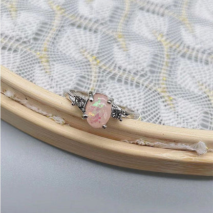 Ornament Opal White Gold Plated Diamond Rings