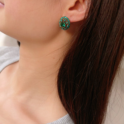 Affordable Luxury Style Green Gemstone French Geometric Earrings