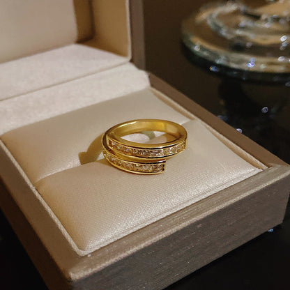 Pearl Zircon With Diamond Open Adjustable Rings