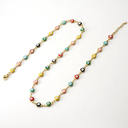 Women's Turkish Evil Eye Color Matching Stainless Necklaces
