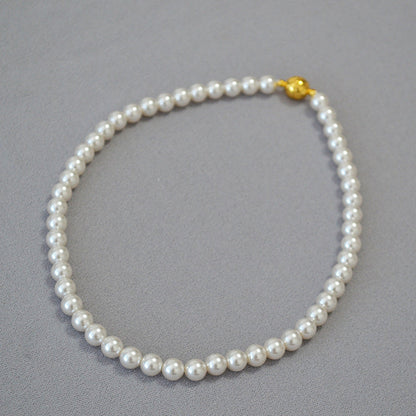 Women's Circle Highlight Imitation Pearl Magnetic Buckle Sweater Necklaces