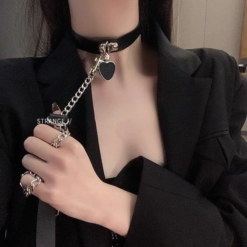 Collar Female Leather Bell Neck Dark Love Necklaces
